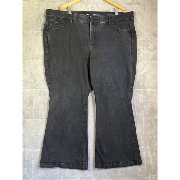 Torrid Jeans 28R Charcoal Wash Bombshell Flare Premium Stretch High Rise Bootcut - Picture 1 of 13